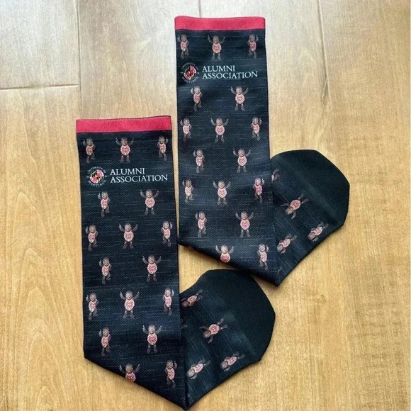 UMD Alumni Association Testudo Print Black and Red Tube Socks, One Size - Picture 9 of 9